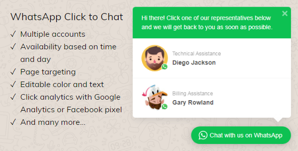 WhatsApp Click to Chat Plugin 客服聊天WordPress插件