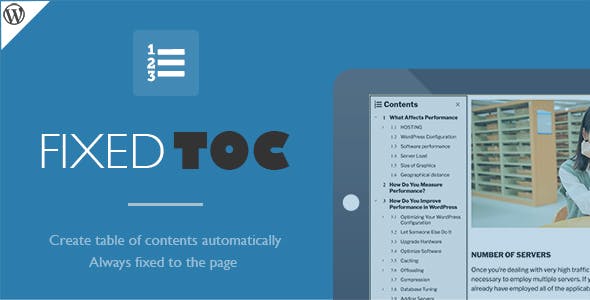 Fixed TOC - table of contents for WordPress plugin