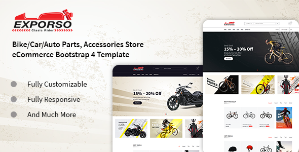 Exporso - 自行车和配件HTML模板