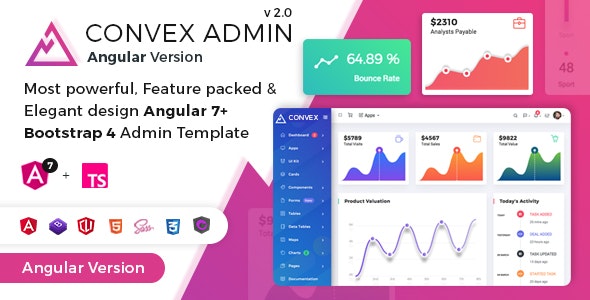 Convex - Angular Bootstrap 管理仪表板模板