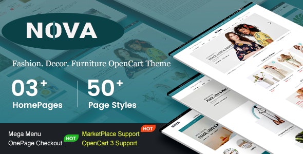 Nova - Responsive Fashion & Furniture OpenCart 3 Theme with 3 Mobile Layouts Included