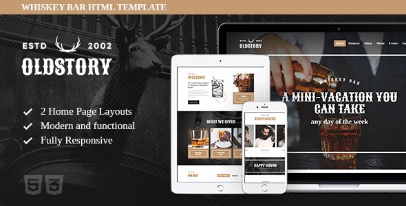OldStory - 威士忌酒吧餐厅网站HTML模板
