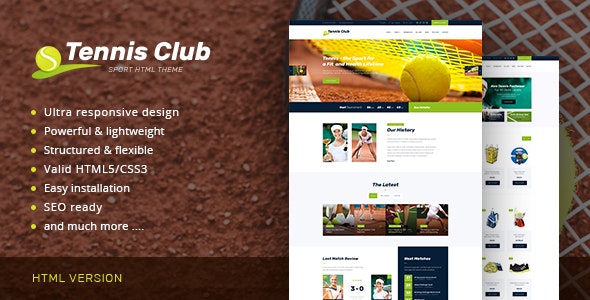 Tennis Club - 体育活动网站HTML模板