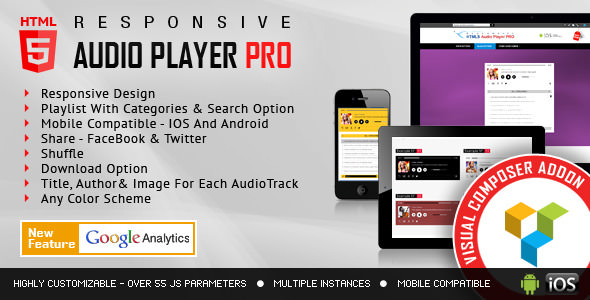 HTML5 Audio Player PRO - WPBakery Page Builder 可视化音频插件