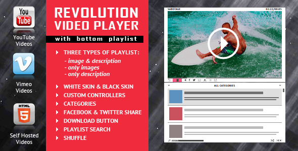 Revolution Video Player With Bottom Playlist  - 视频播放器WordPress插件
