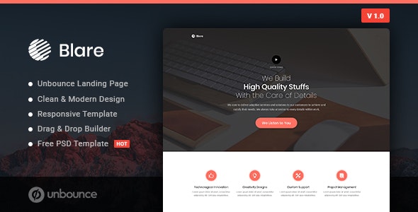 Blare - 企业商务 Unbounce 着陆页模板