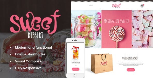 Sweet Dessert - 甜品面包店网站模板WordPress主题