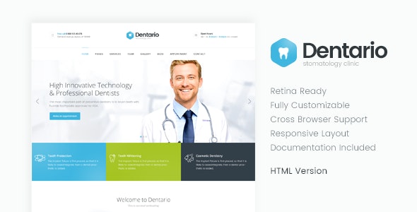 Dentario - 牙医和医疗HTML模板