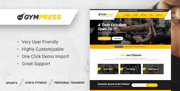 GymPress - 健身私人教练WordPress主题