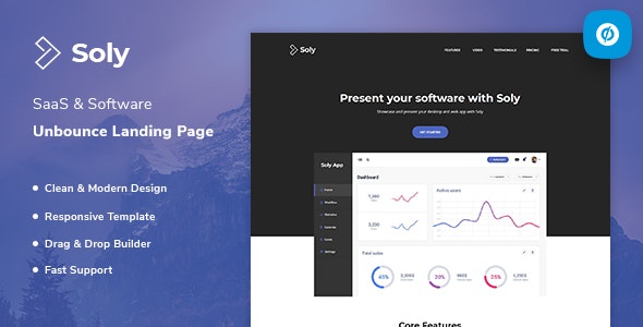 Soly - SaaS和软件Unbounce着陆页模板