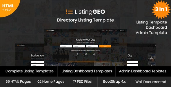 ListingGEO - 商家目录列表HTML模板