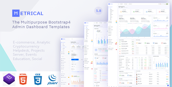 Metrical - 多用途Bootstrap4管理仪表板HTML模板