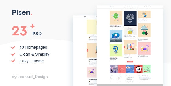 Pisen - 极简博客PSD模板