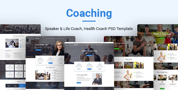 Coaching - 演说家生活教练健康教练PSD模板