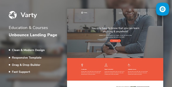 Varty - Education & Course Unbounce Landing Page Template