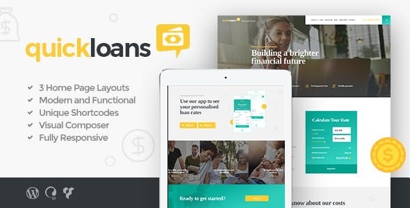 QuickLoans - 贷款公司银行业务WordPress主题
