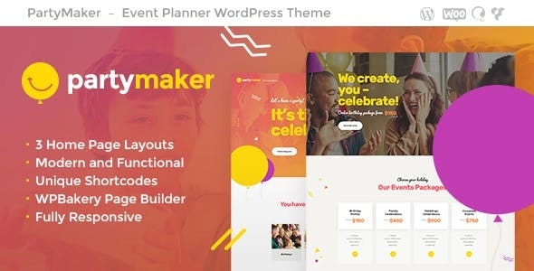 PartyMaker - Event Planner & Wedding Agency WordPress Theme