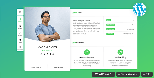 RyanCV - Resume/CV/vCard Theme