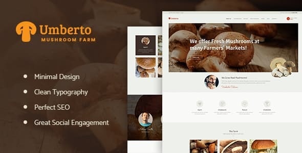 Umberto - Mushroom Farm & Organic Products Store WordPress Theme