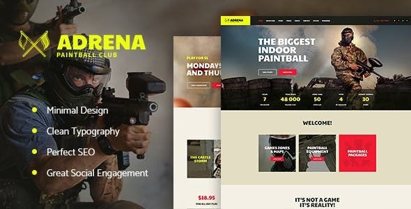 Adrena - Airsoft Club & Paintball WordPress Theme