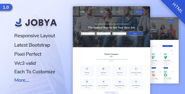 Jobya - 求职招聘人才市场网站HTML5模板