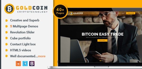 GoldCoin - 比特币加密货币HTML模板