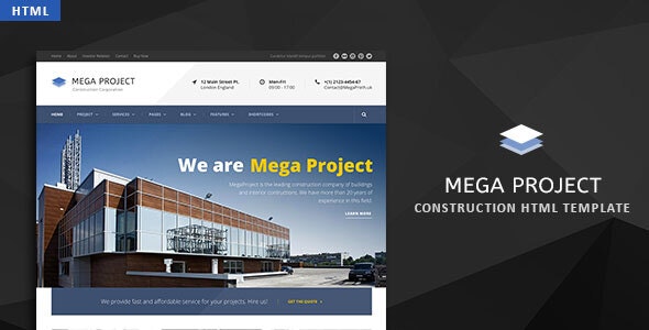 Mega Project - Construction HTML Template