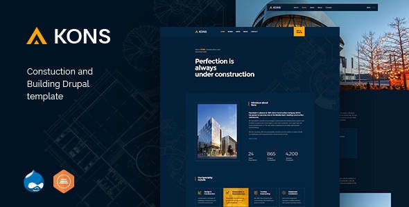 Kons - 建筑装饰企业网站 Drupal 8 模板