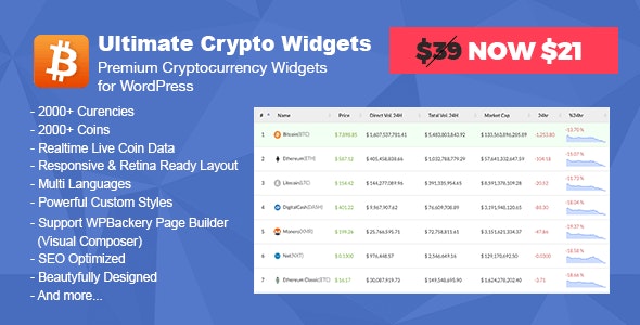 Ultimate Crypto Widgets - 虚拟货币区块链小工具WordPress插件
