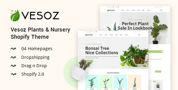 Vesoz - 绿色植物苗圃花艺网站Shopify主题