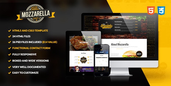 Mozzarella - 咖啡厅酒吧HTML5模板