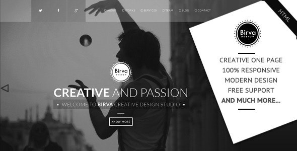Birva Design - 创意单页产品展示HTML5网站模板