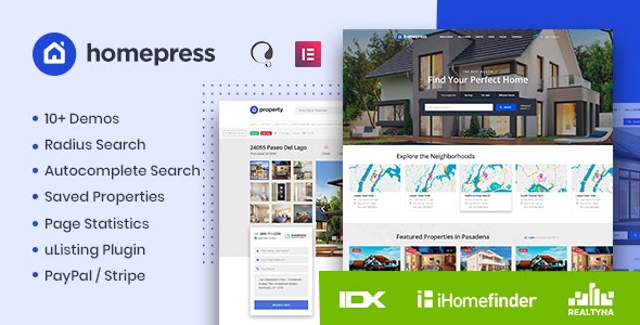 HomePress - 房地产中介网站模板WordPress主题