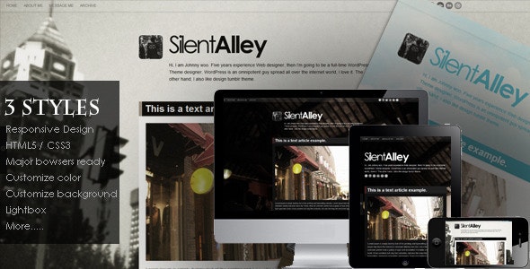 Silent Alley - 响应式多色博客模板Tumblr主题