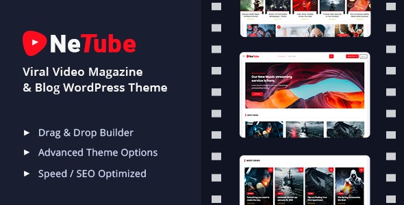  Netube - Video Magazine Blog Site Template WordPress Theme