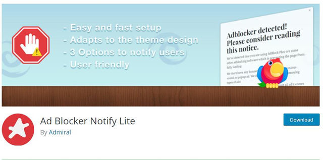WordPress广告反屏蔽插件Ad Blocker Notify Lite