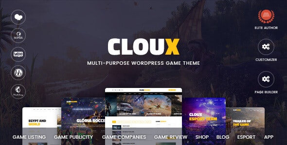 Cloux - 游戏电玩网站模板WordPress主题