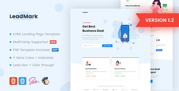LeadMark - 商业着陆页HTML模板