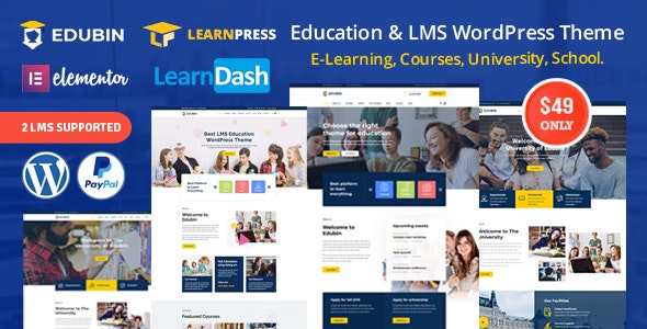  Edubin - WordPress theme of LMS school education and training website