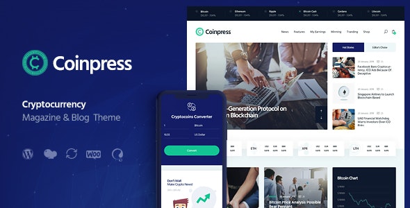 Coinpress - ICO Cryptocurrency Magazine & Blog WordPress Theme