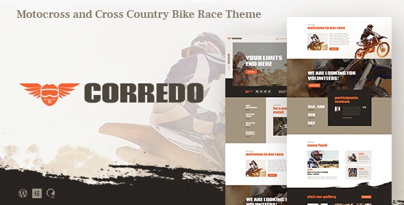 Corredo - 自行车摩托车比赛网站WordPress主题