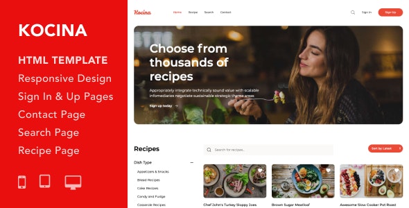 Kocina - 烹饪食谱美食HTML5模板