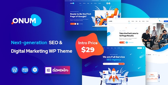  Onum - SEO search engine optimization promotes WordPress theme