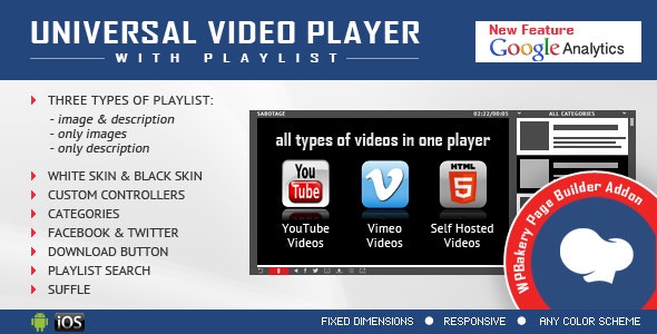 Universal Video Player for WPBakery Page Builder 响应式视频播放器插件