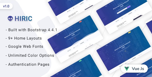 Hiric - VueJs 移动应用着陆页面模板