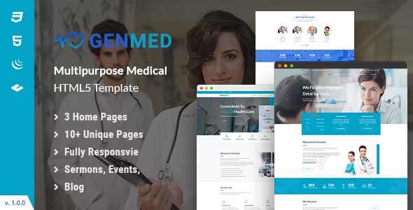 Genmed - 多用途医疗健康诊所HTML5模板