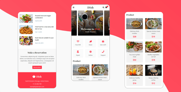 Dish - 咖啡馆餐厅移动手机版HTML5模板