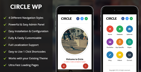 Circle Mobile - 移动端手机版模板WordPress主题