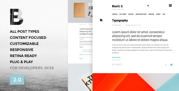  Basic 3 - Mini Single Column Blog Site Template Tumblr Theme