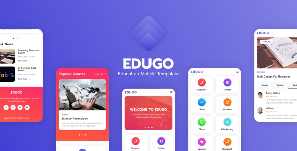 Edugo - 教育培训网站手机版HTML5模板